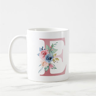 Floral Monogram E Mug