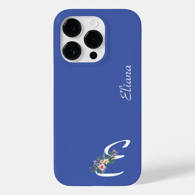 Floral Monogram E Retirement Case-Mate iPhone Case (Back)