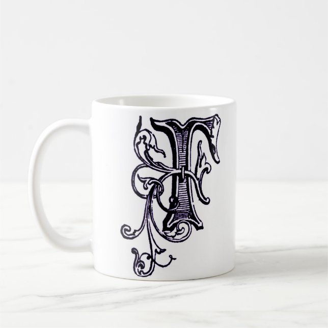 Floral Monogram 'F' - Mug (Left)