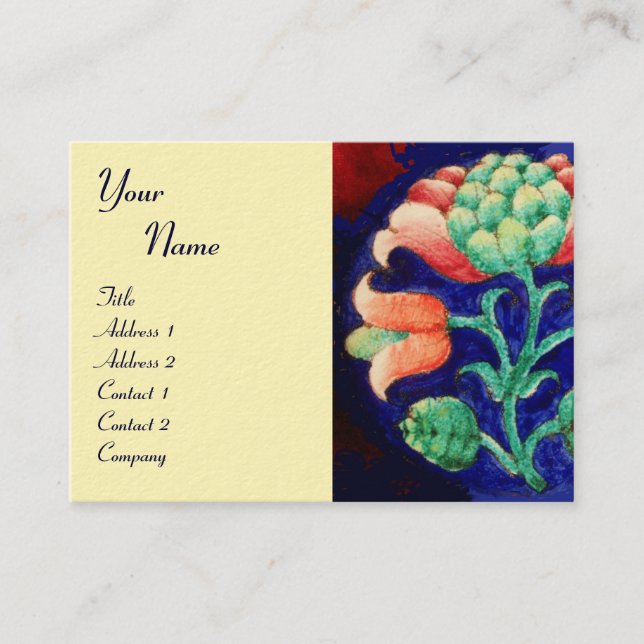 FLORAL MONOGRAM, green red blue orange white Business Card (Front)