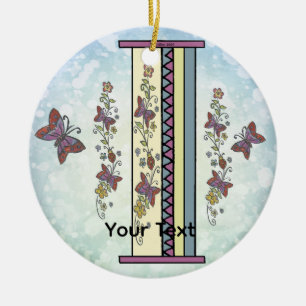 floral Monogram I Ceramic Ornament