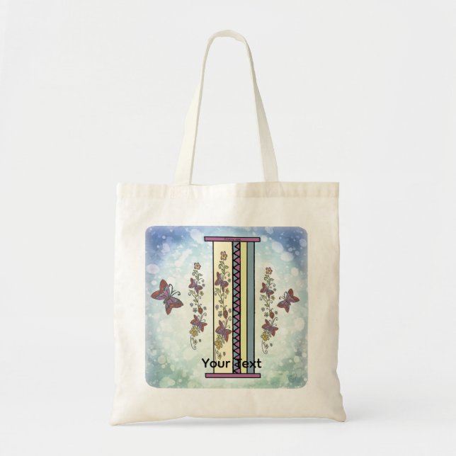 floral Monogram I Tote Bag (Front)