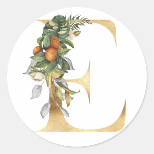Floral monogram in gold Classic Round Sticker