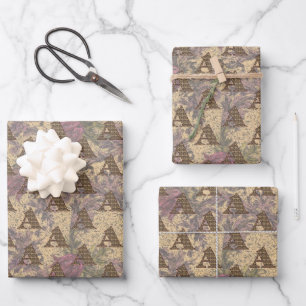 Floral Monogram Initial A Elegant  Wrapping Paper Sheet