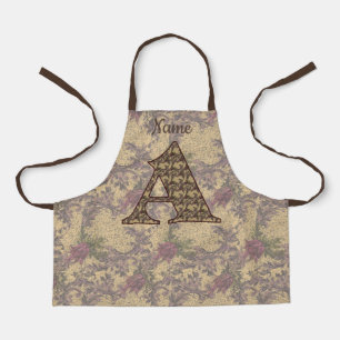 Floral Monogram Initial A Elegant Your Name Apron