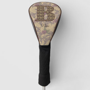 Floral Monogram Initial B Elegant Personalised Golf Head Cover