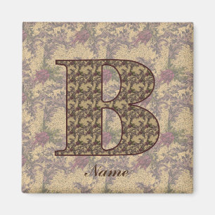 Floral Monogram Initial B Elegant Personalised  Magnet