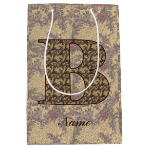 Floral Monogram Initial B Elegant Personalised    Medium Gift Bag