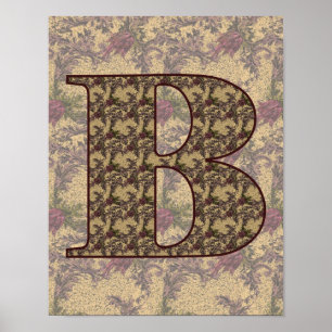 Floral Monogram Initial B Elegant Poster