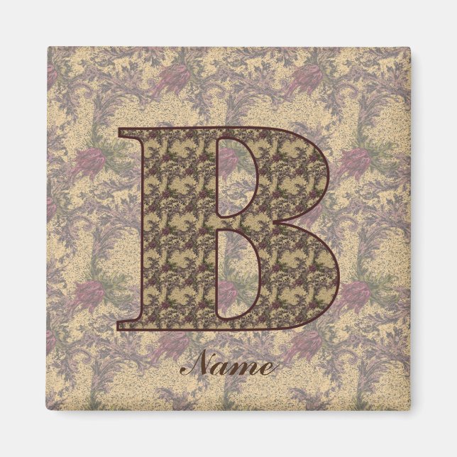 Floral Monogram Initial B Your Name Elegant   Magnet (Front)