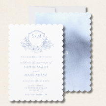 Floral Monogram Initial Crest Dusty Blue Wedding