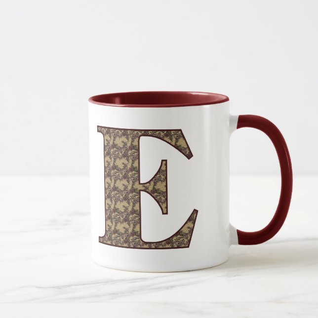 Floral Monogram Initial E Elegant Mug (Right)