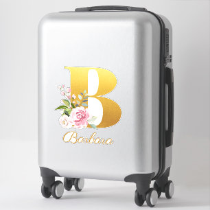Floral Monogram Initial Letter B Custom Name