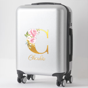 Floral Monogram Initial Letter C Custom Name