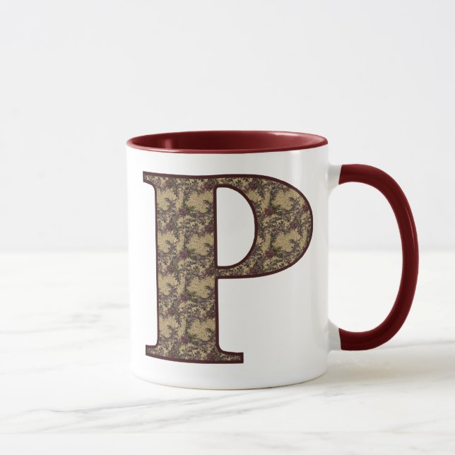 Floral Monogram Initial P Elegant Mug (Right)