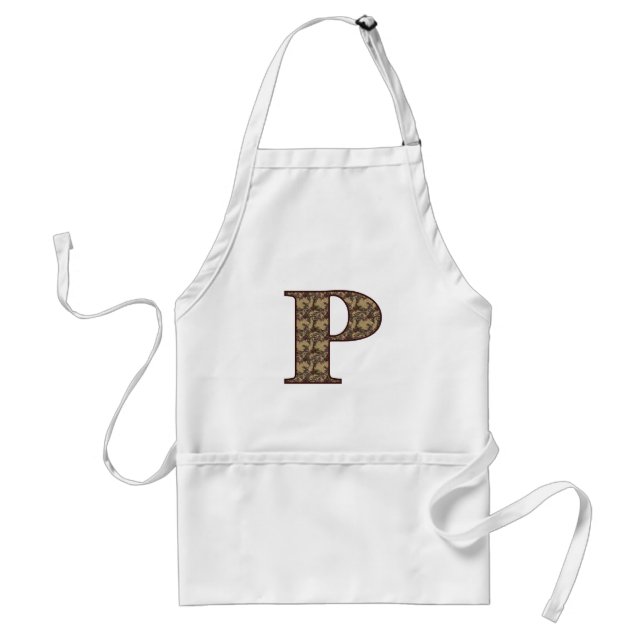 Floral Monogram Initial P Elegant Standard Apron (Front)