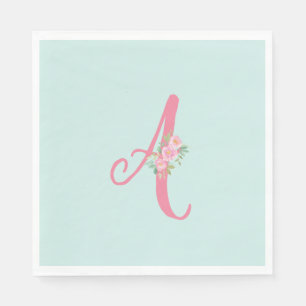 Floral Monogram Initial Personalised Napkin