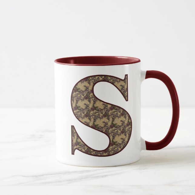 Floral Monogram Initial S Elegant Mug (Right)