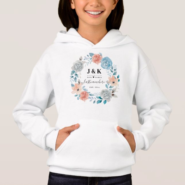 Floral Monogram Initials Custom Family Name (Front)