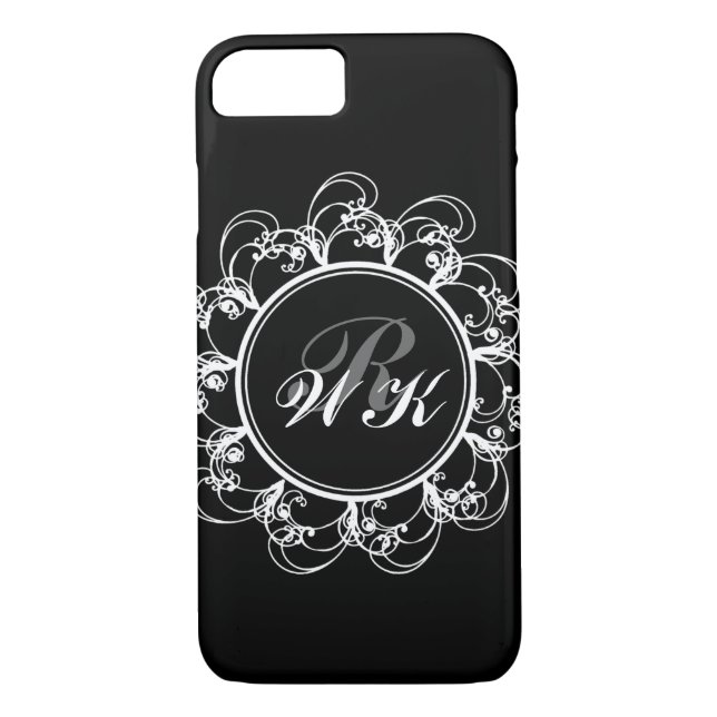 Floral Monogram iPhone 7 Case in black (Back)