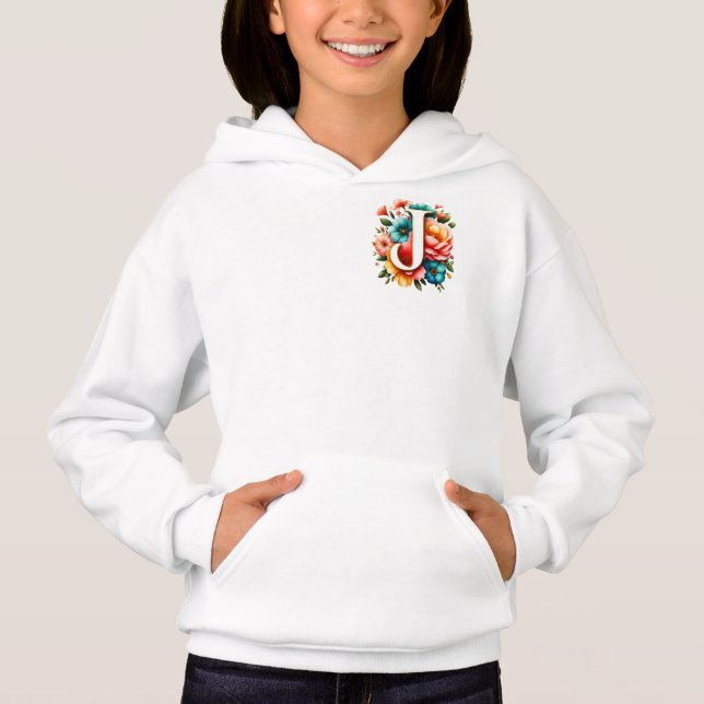 Floral Monogram J with Pastel Flowers (Front)