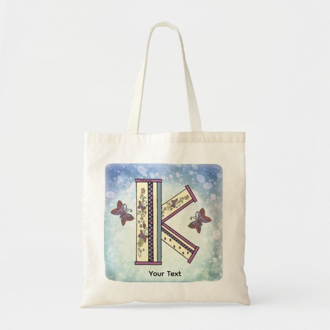 floral Monogram K  Tote Bag (Front)