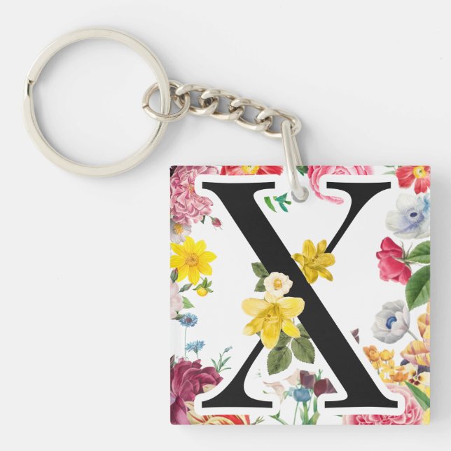 Floral Monogram Key Ring (Front)