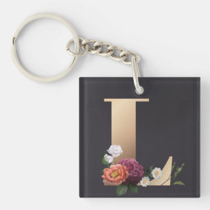 Floral Monogram Key Ring
