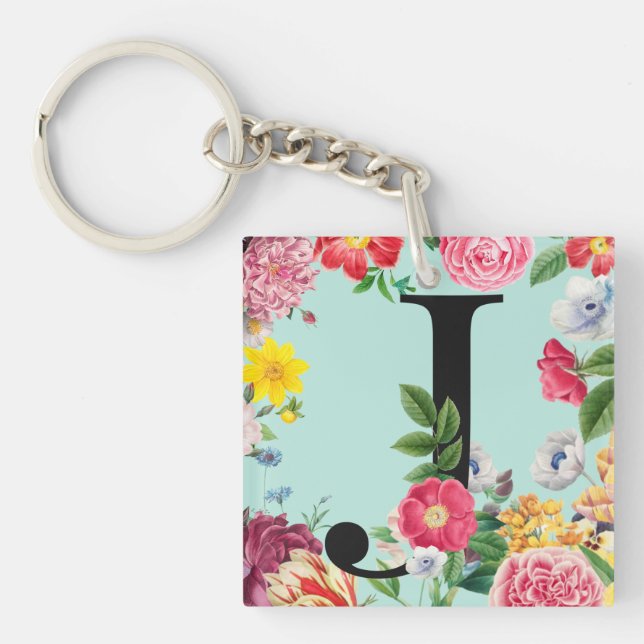 Floral Monogram Key Ring (Front)
