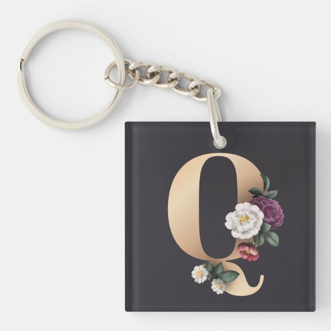 Floral Monogram Key Ring (Front)