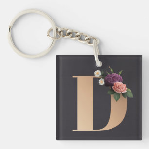 Floral Monogram Key Ring