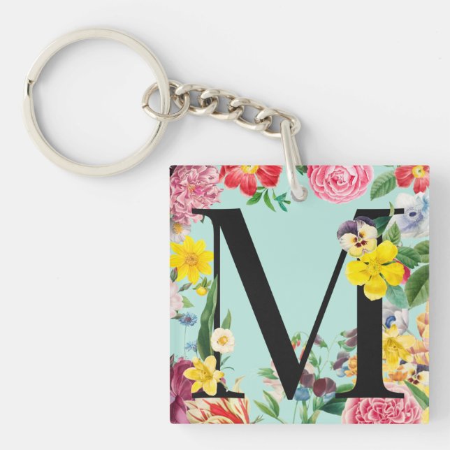 Floral Monogram Key Ring (Front)