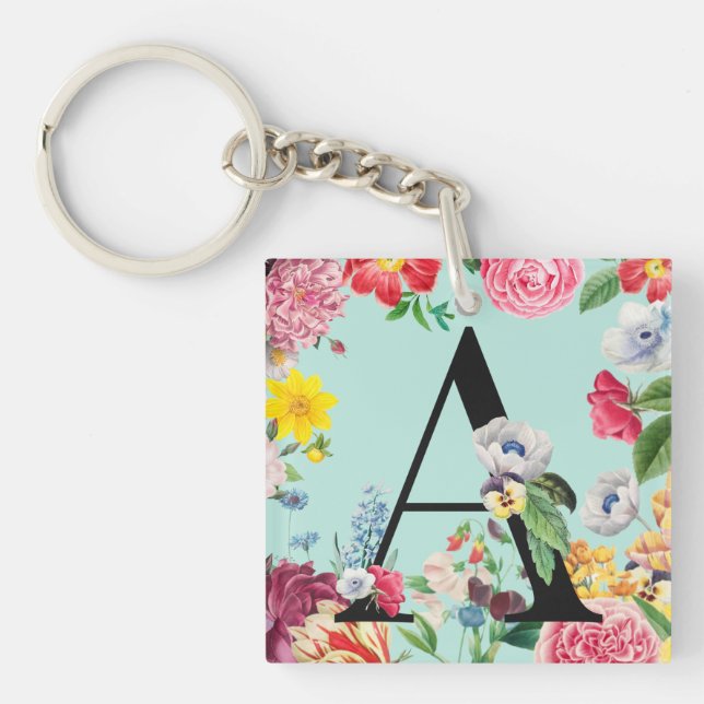 Floral Monogram Key Ring (Front)
