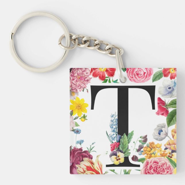 Floral Monogram Key Ring (Front)