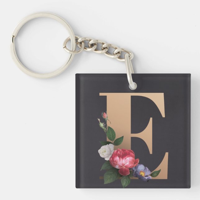 Floral Monogram Key Ring (Front)