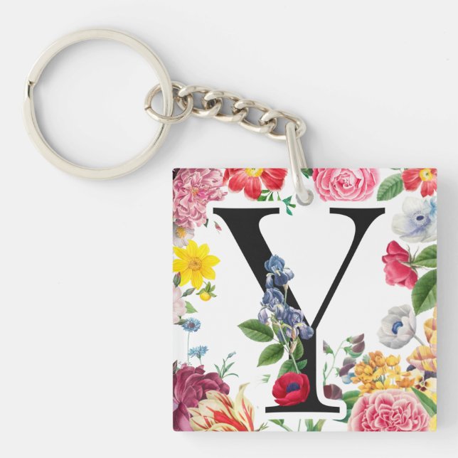 Floral Monogram Key Ring (Front)