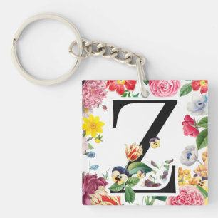 Floral Monogram Key Ring