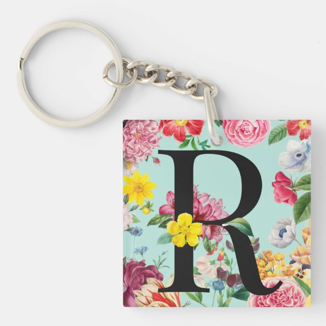 Floral Monogram Key Ring (Front)