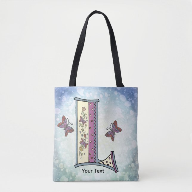 floral Monogram L Tote Bag (Front)