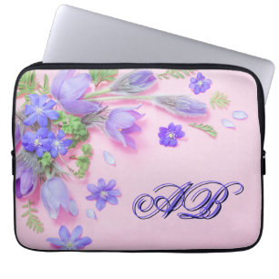Floral Monogram Laptop Sleeve Personalized 13"