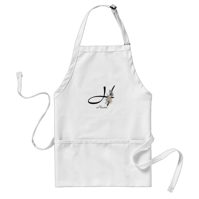 Floral Monogram letter H Retirement Apron (Front)