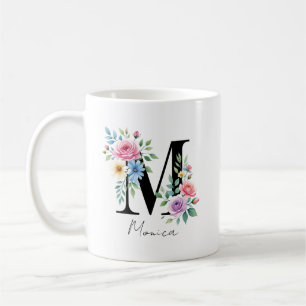  Floral Monogram – Letter M Coffee Mug