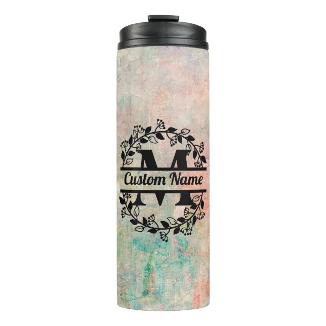 Floral Monogram Letter M Term Thermal Tumbler (Front)
