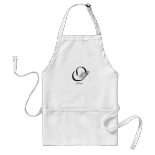 Floral Monogram letter O Retirement Apron