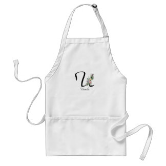 Floral Monogram letter U Retirement Apron