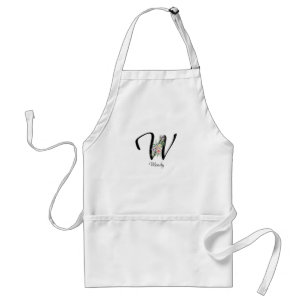 Floral Monogram letter W Retirement Apron