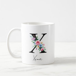 Floral Monogram – Letter X Coffee Mug