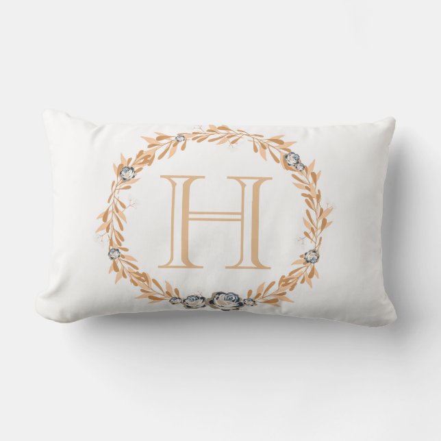 Floral Monogram Lumbar Cushion (Front)