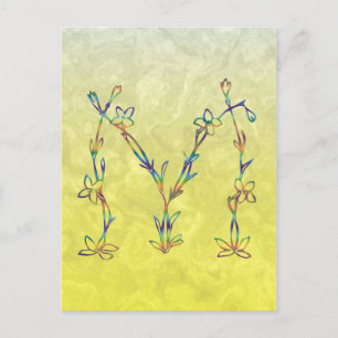 FLORAL MONOGRAM M POSTCARD
