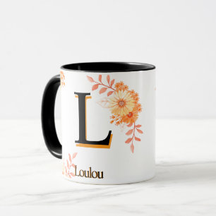 Floral Monogram Mug – Elegant Letter L Coffee Cup